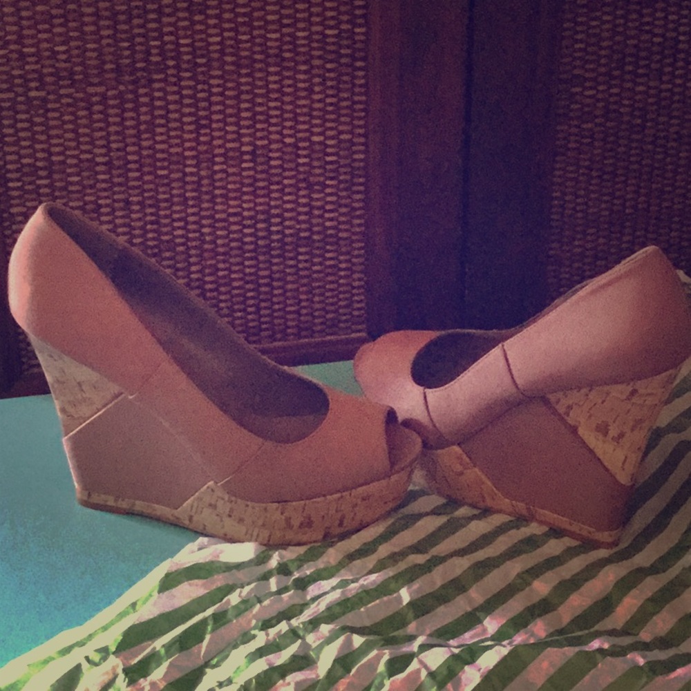 BCBG Tan Wedge Shoes